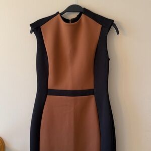 Calvin Klein Black and Brown Sheath Dress